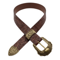Brauner Gürtel Florale Goldschnalle
