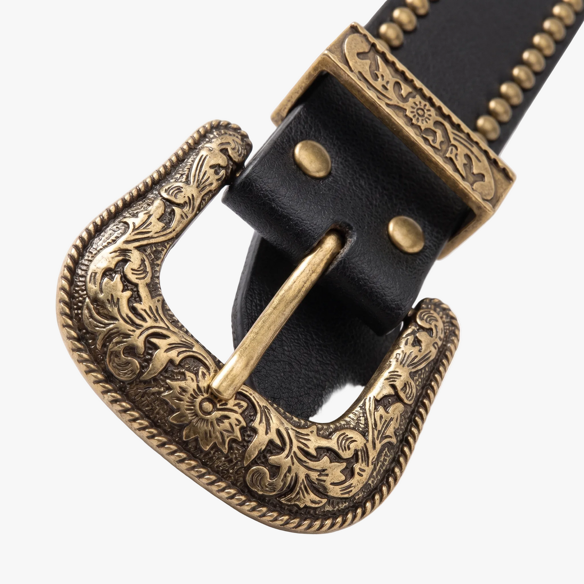 Schwarzer Gürtel Goldnieten und Goldschnalle