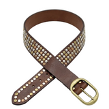 Brauner Nietengürtel Mix Goldschnalle