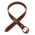 Brauner Boho Gürtel florale Goldschnalle