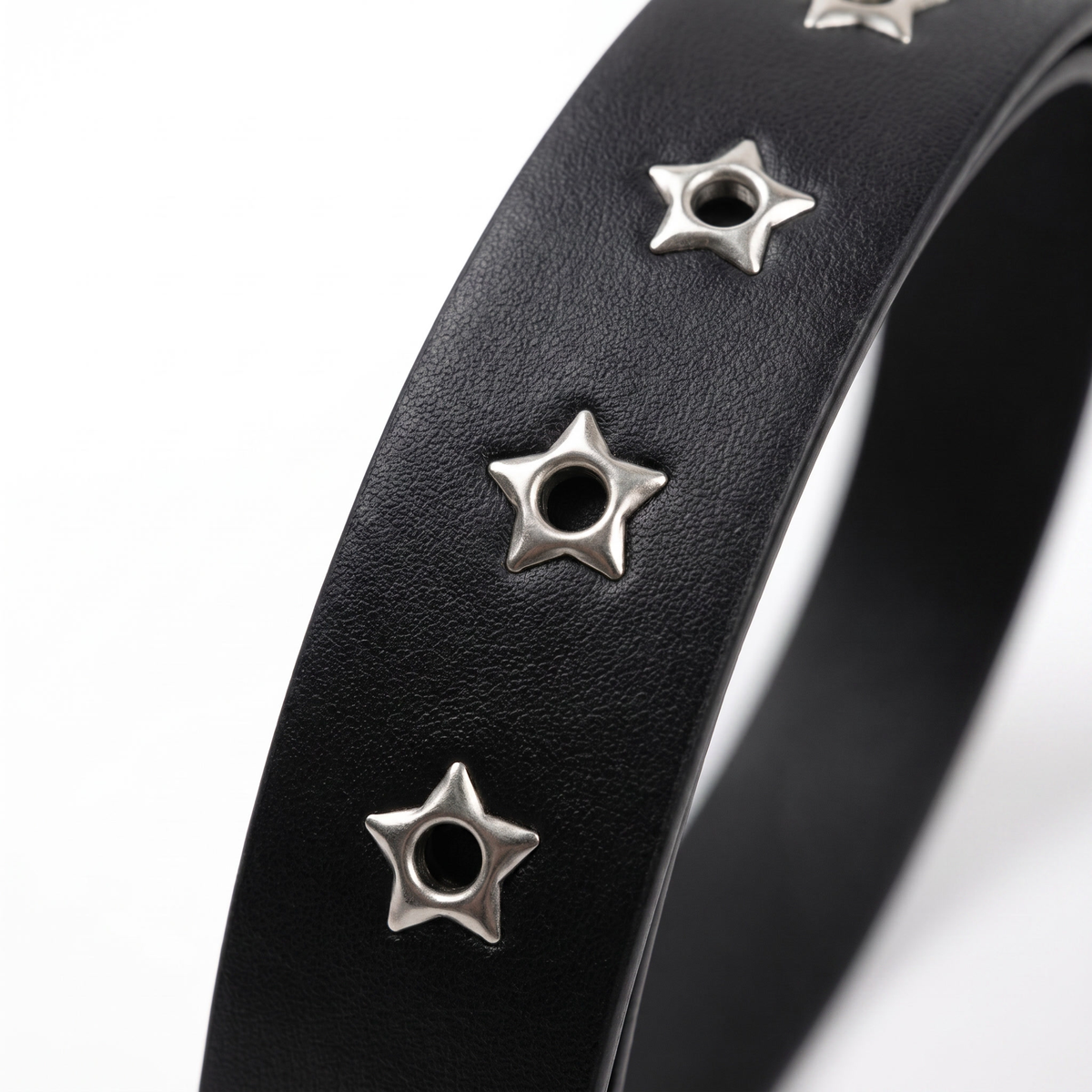 Schwarzer Gürtel mit Silber Sternschnalle