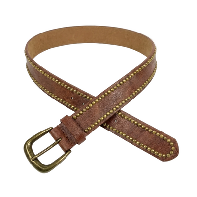 Cognac Boho Gürtel Goldnieten